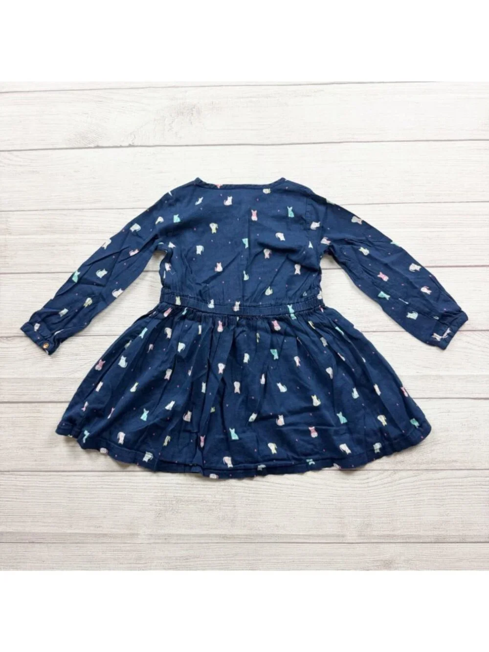 Carter's Toddler Girls Long Sleeve Navy Animal Print Dress 4T